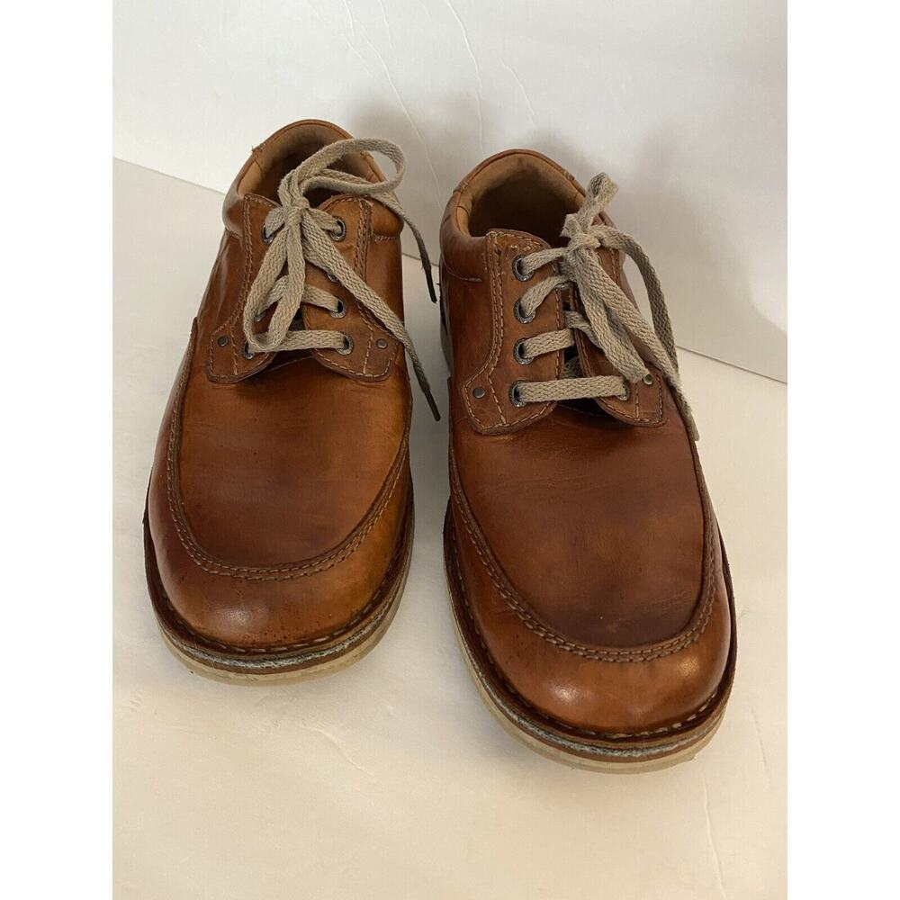 Mens Rockport Brown Leather Sz 10 Tie Trutech Full Arch Support Vibram Oxford